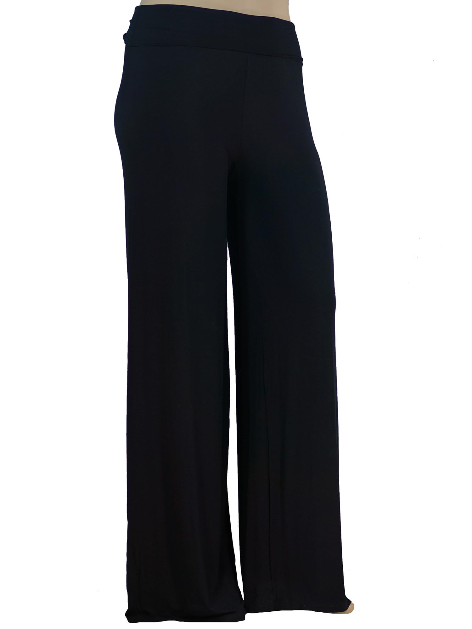 Photo 1 of Stylzoo Women's Plus Size Curve Soft Comfortable Palazzo Stretch Knit Pants Supermodel 4X 34 inch Inseam Modal from Beech Trees 4X 34 inch Inseam Black