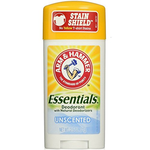 Arm & Hammer Essentials Natural Solid Deodorant, Unscented, 2.5 Ounce (Pack of 5)