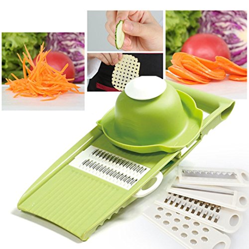 Nacome Veggie Chopper,Kitchen Vegetable Slicer Vegetable Grater Vegetable Cutter Julienne Slicer Potato Slicer Food Slicer Cheese Chopper Veggie Cutter (Green) - Thumbnail 6