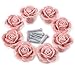 Aketek 8PCS Ceramic Vintage Rose Floral Door Knobs Handle Drawer Kitchen Screw -White/Pink