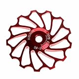 Creazy 13T MTB Ceramic Bearing Jockey Wheel Pulley Road Bike Bicycle Rear Derailleur (Red)