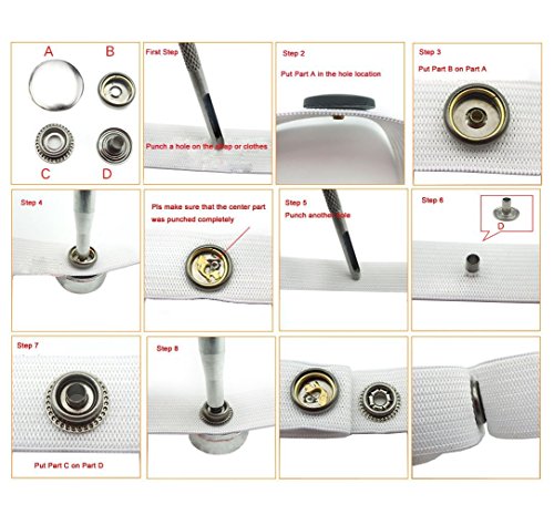 SummerHome 80Pcs Marine Grade Metal Fastener Snap Set Snap Stud Cap Socket Set