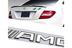 QOMAGO Car Replacement Accessories fit for Trunk Lid Rear Compatible with G63 C63 C43 C300 CLA CLS CLA GLA GLB GLC GLE E63 E53 E43 A45 A35 .etc Car Side Decoration Bright Sliver