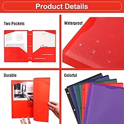 EOOUT 5pcs Folders with Pockets 3 Hole Punched