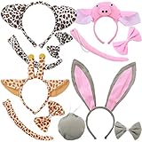 kilofly 4 Sets Kids Animal Ear Headband Bowtie Tail Cartoon Costume Party Favors