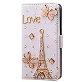 iPhone 6S Case,iPhone 6 Case,Hundromi iphone 6/6S Luxury 3D Bling Crystal Rhinestone Wallet Leather Purse Flip Card Pouch Stand Cover Case for iPhone 6/6S(4.7-inch)(Eiffel tower)