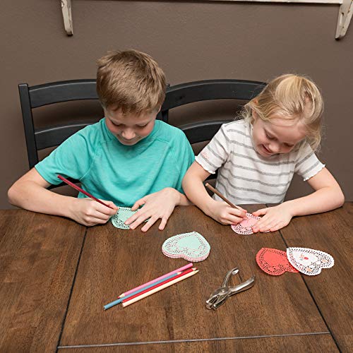 rivcoim Mini Valentine's Heart doilies 4 inch, Colors Red, Pink, White, and Blue(100 pcs)