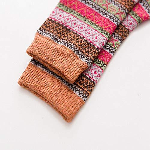 Getadate 5 Pairs Socks Women Thickened Socks Vintage Sock Ethnic Style Tube Cotton Socks Long Socks Warm Winter Crew Socks - Thumbnail 7