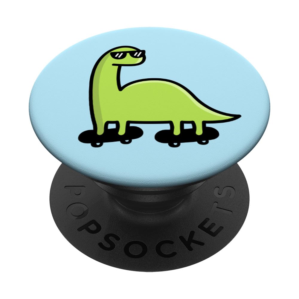 PopSockets Skater Brachiosaurus Cool Boys Skateboarding Dinosaur PopSockets PopGrip: Swappable Grip for Phones & Tablets