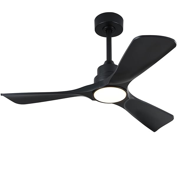 XBIBI 42 INCH BLACK CEILING FAN WITH LIGHT AND REMOTE, 6 SPEEDS QUIET DC MOTOR MODERN CEILING FAN WITH LIGHT, INDOOR OUTDOOR CEILING FANS FOR PATIO BEDROOM LIVING ROOM