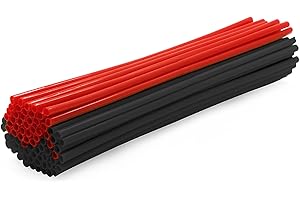 BAIONE Worldmotop Mixed 72Pcs Dirt Bike Spoke Covers Wheel Spoke Wraps Wheel Rim Spoke Skins Universal Replacement for Yamaha Honda BMW Suzuki Kawasaki Wheelchair -Spoke Sleeves for Dirtbike (red+black)