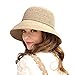 RIONA Women's Summer Hand-woven Foldable Wide Brim Fisherman 100% Raffia Straw Sun Hat(Beige)