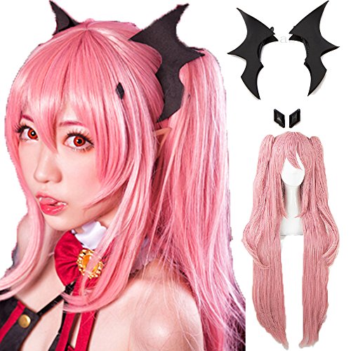Callabero Anime Seraph Of The End Krul Tepes Cosplay Pink Wig + Accessories & Cap