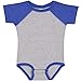 RABBIT SKINS, Baby Short Sleeve Raglan Baseball Bodysuit, Vintage Heather/Vintage Royal, 6 Months