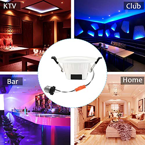 Wireless Bluetooth 5W 3.8Inch LED Recessed Downlights RGBWC 5 in 1 Spotlight Spot Dimmable AC 100-240V Smart Ceiling Lights with Touchscreen Smart Switch, BT Mesh Smart Bridge, Set of 10