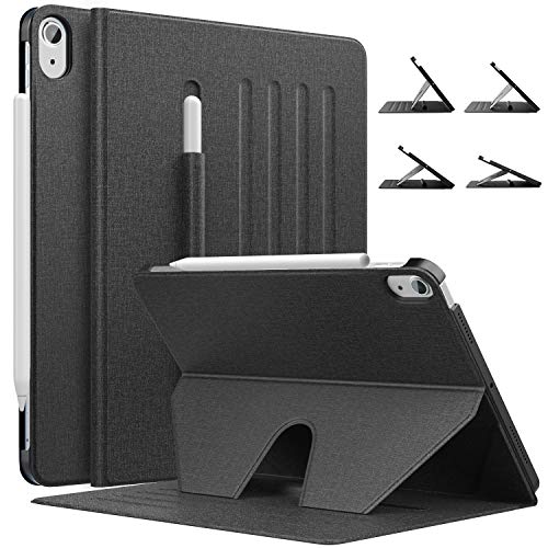 MoKo Case Fit New iPad Air 4th Generation 2020 - Funda iPad 10.9 con portalápices, funda protectora a prueba de golpes, [Soporte Apple Pencil 2 Attach] Soporte magnético de múltiples ángulos, Auto Sleep / Wake, Negro