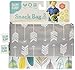 Bumkins Reusable Snack Bags, for Kids School Lunch and for Adults Portion, Washable Fabric, Waterproof Cloth Zip Bag, Supplies Travel Pouch, Food-Safe, 2-pk Arrows and Feathers
