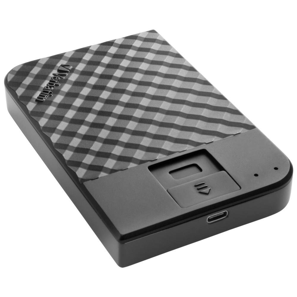 Verbatim Fingerprint Secure Portable Hard Drive – 2 TB, External Data Storage with Fingerprint Scanner to Protect Your Data, black