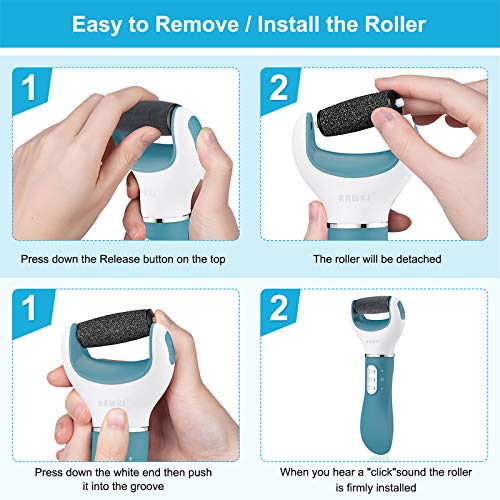 RRWKJ Replacement Roller, 2 Extra Coarse & 2 Regular Coarse Perfect Refill Heads in Personal Transparent Storage Box,Refill Heads for Electric Foot Callus Removers with Diamond Crystals(Black)