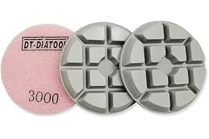 DT-DIATOOL Concrete Polishing Pads 3 inch/80mm for Concrete, Cement and Terrazzo Floors Processing, Repairing and Renovating, Dry or Wet Use Diamond Grinding Pads Grit 3000 3pcs