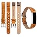 iGK Leather Replacemnt Bands Compatible for Fitbit Alta and Fitbit Alta HR, Genuine Leather Wristbands with Stainless Steel Buckle Bamboo-Grain