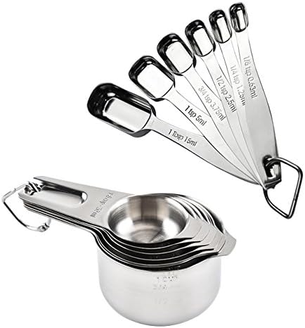Original Pro Stainless Steel Measuring Cups and Spoons Set 13pcs for dry and Liquid Ingredients