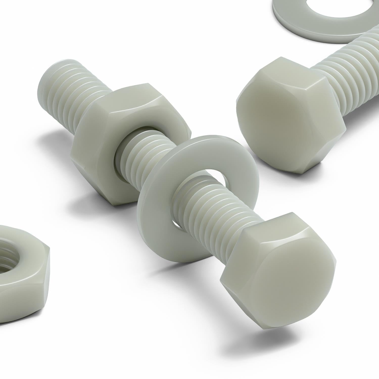 50 x Glass Filled Reinforced Super Nylon Hex Head, M3 x 20mm, Plastic Nuts and Bolts, Washers, Hexagon