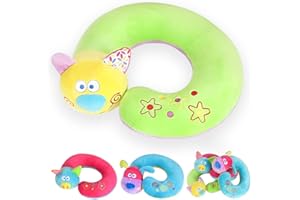 qianliyer Carseat Neck Support for Toddler - U-Shape Travel Neck Pillow for Kids Traveling - Pig Stuffed Animal - Soft Plush Material