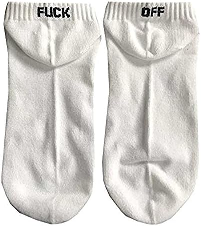 Qinkings Unisex Sport Socks Funny Letter Print Fuck Off Low Cut Cotton Boat Socks