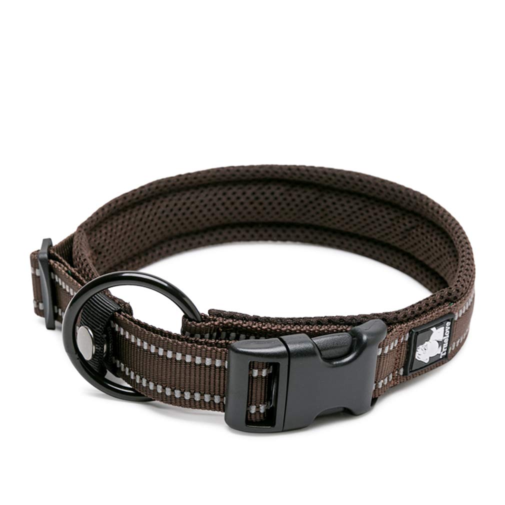 WINHYEPET True Love Dog Collar Reflective Sandwich lining Nylon Webbing Comfortable and Safe Adjustable Buckle convenient used for walking for Samll/Medium/Large neck ring TLC5011(Brown,M) — image 1