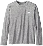 adidas Big Boys' Essential Clima Long Sleeve Tee, Grey, Small/8