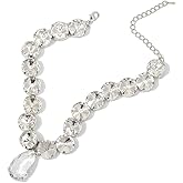 Sither Large Crystal Pendant Choker Necklace for Women Silver Statement Rhinestone Necklace Punk Jewelry for Halloween Christmas Gift (style 1)