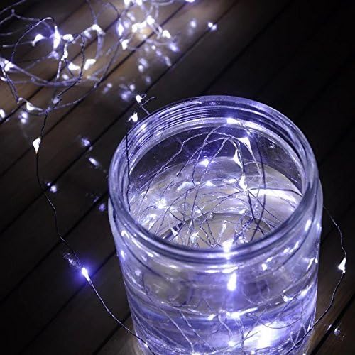 Timewanderer 5m/16.4Ft 50 Led String Starry Fairy Light AA Battery Operated Decorative Bright Micro Ultra Thin LED Lights on Silver Wire for Christmas DIY Decoration (White)