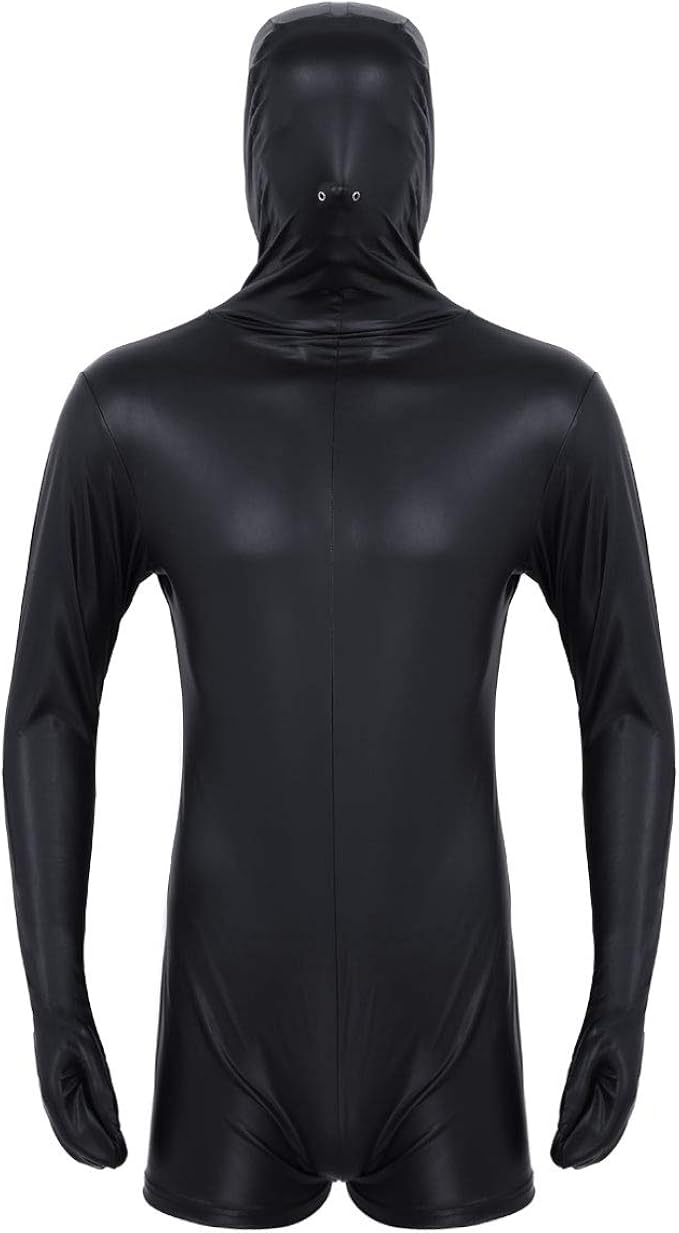 IEFiEL Damen Body Lederoptik - Rückenfrei Bodysuit Mit Metallic Glanz