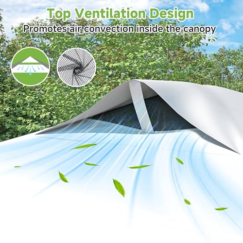 Real Relax 10x10ft Pop Up Portable Canopy Tent with 300D Silver-Coated Top, UV-Protective, Waterproof, Windproof, Instant and Easy Installation, with Three Sidewalls for Camping, Vendor Events, White