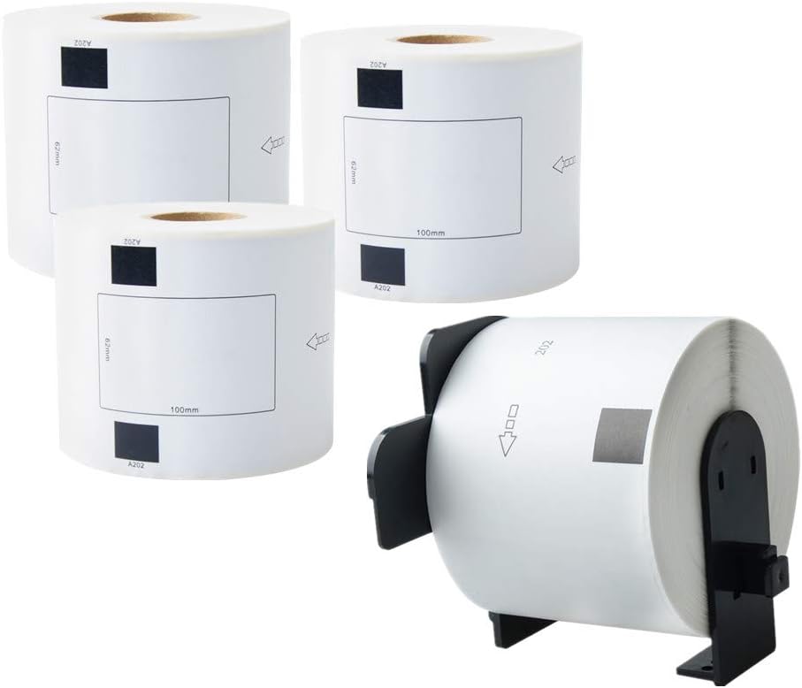 Aomya 2 Pack DK-2205 BRO Compatible Label Paper Roll 2-3/7"x100' Continuous White Labels with 1 Reusable Cartridges use for QL-700 QL570 QL710W QL800 QL810W QL1060N QL720NW QL550 : Office Products