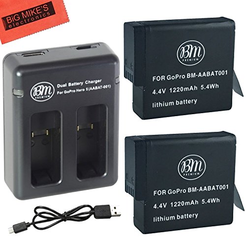BM Premium 2 Pack of AABAT-001 Batteries and USB Dual Battery Charger for GoPro HERO6, HERO 6,HERO 5, HERO5 Black Action Camera - Compatible with firmware v01.50 and v01.55 BM Premium 2 Pack of AABAT-001 Batteries and USB Dual Battery Charger for GoPro HERO6, HERO 6,HERO 5, HERO5 Black Action Camera - Compatible with firmware v01.50 and v01.55