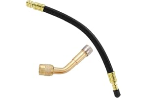 ZHSMS Tire Valve Extension, 8.25 Inch Flexible Valve Stem Extenders with 135 Degree Brass Schrader Tire Valve Extension Adaptor Compatible for Cars Truck Motorcycle Bike Scooter