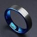 King Will DUO Women Men 6mm Flat Blue Tungsten Carbide Ring Matte Brushed Wedding Band Comfort Fit
