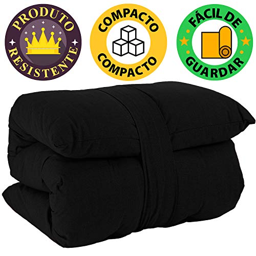 Futon Colchonete Dobrável De Espuma Solteiro Preto
