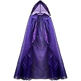 Adult Teens Sheer Cape with Oversized Hood Mesh Cloaks Robe Halloween Ghost Bride Cosplay Costume Cloak