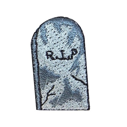 ID 0858C RIP Tombstone Patch Halloween Grave Stone Embroidered Iron On Applique