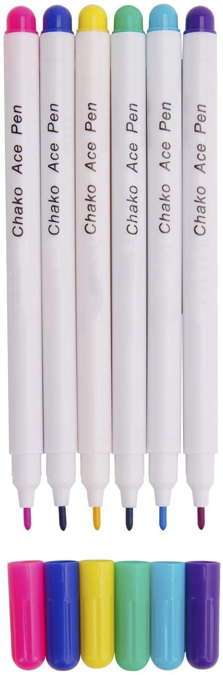 RUIXIA 6 Pack Water Erasable Marker Pen Water Soluble Auto-Vanishing Pen for Fabric Marking Multicolor Hydrolyze Magic Pens Cross Stitch Faded Pens DIY Sewing Marking Achromatize Print Point Pencil