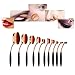 DSCbeauty 10 Pcs Oval Brushes Set Packed with Box Foundation Contour Blush Concealer Eyebrow Eyeliner Blending Cosmetics Brushes Toothbrush Curve Makeup Tools Set (Black Rose Golden)