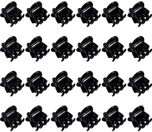 Rmeet Mini Hair Clips,24 Pack Tiny Hair Claws Plastic Pins Clamps Small Jaw Clip for Girls Women Lady 1.5CM Black