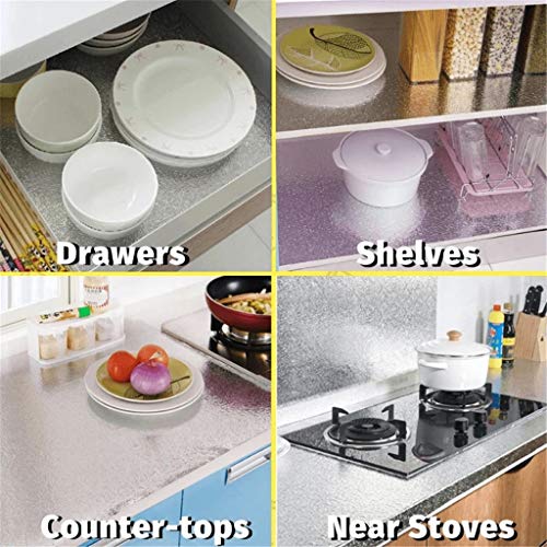 Kitchen Cleaning Supplies Oil Proof Backsplash Wallpaper Self Adhesive, Napoo Heavy Duty Aluminum Foil Wall Stickers Peel Stove Burner Covers, 250 °C High Temp Resistant (2' 16.5' /Ft)