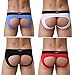sandbank Men Sexy Bulge Pouch Open Crotchless Briefs Underwear Thongs Jockstrap(US L = Asian Tag XL, 4 Pack-Mix Color #1)