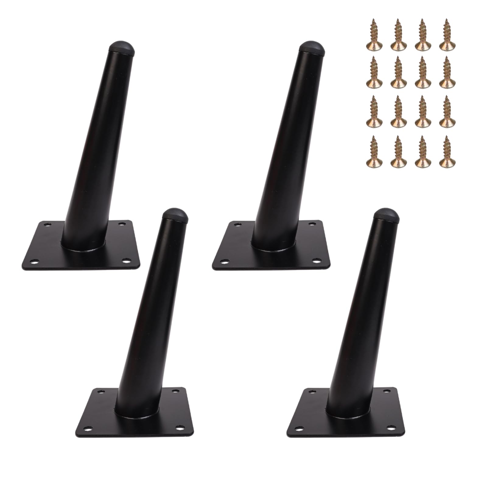Zllzpzd Table Legs Metal Black,Slanted Furniture feet,Table Legs Metal,Cone Furniture Legs, Dresser feet,Sofa feet,For Tables Sofas TV Cabinets Chairs Cabinets Replacement Cabinet feet.4 pieces 15 cm