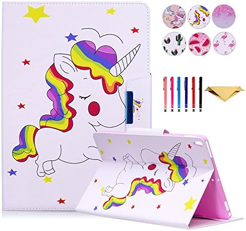 iPad Pro 10.5 Inch Case, iPad Air 3 Case 2019, MonsDirect PU Leather Folio Case Smart Wake Sleep Kickstand Case with Card Slot for 2019 iPad Air 3/2017 iPad Pro 10.5", 01 Rainbow Horse