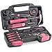 YTFGGY Pink 39 Piece General Tool Set - Home Hand Tool Kit with Plastic Toolbox Storage Case